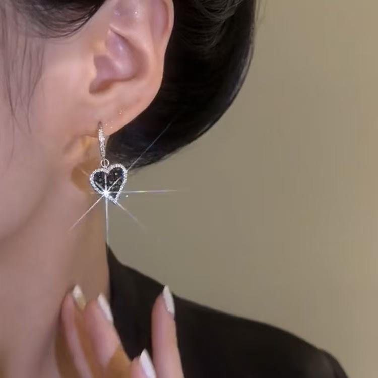 Same Crystal Diamond Heart Clip-On Earrings