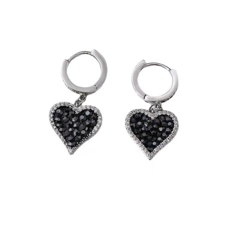 Same Crystal Diamond Heart Clip-On Earrings