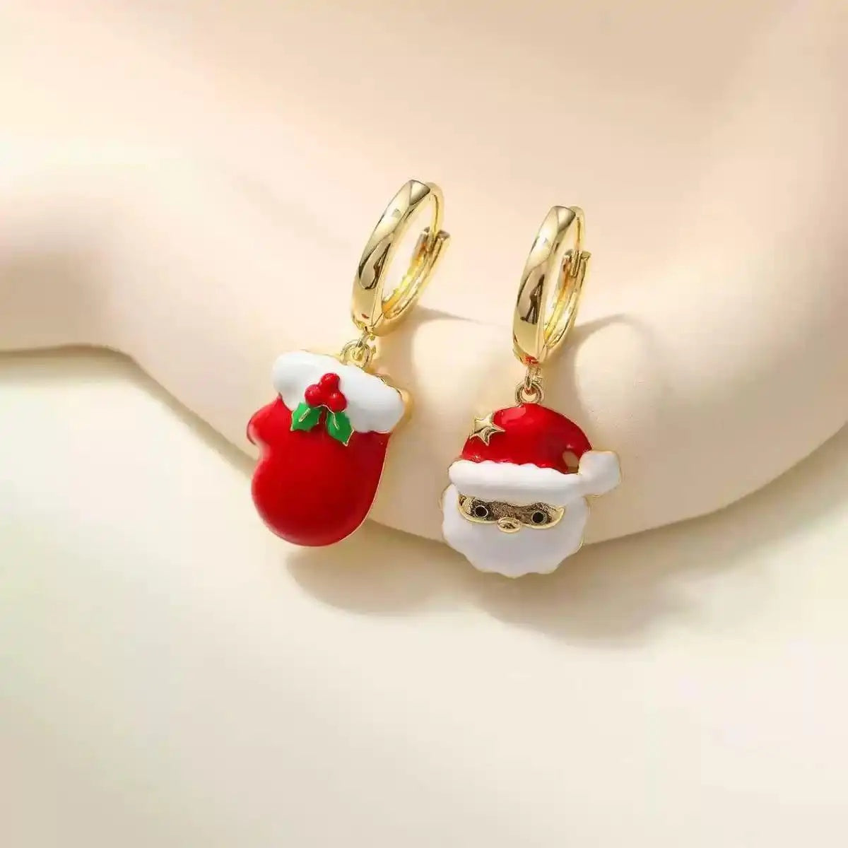 Santa Claus Enamel Earrings