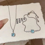 Sea Blue Square Crystal Adjustable Bracelet