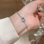 Sea Blue Square Crystal Adjustable Bracelet