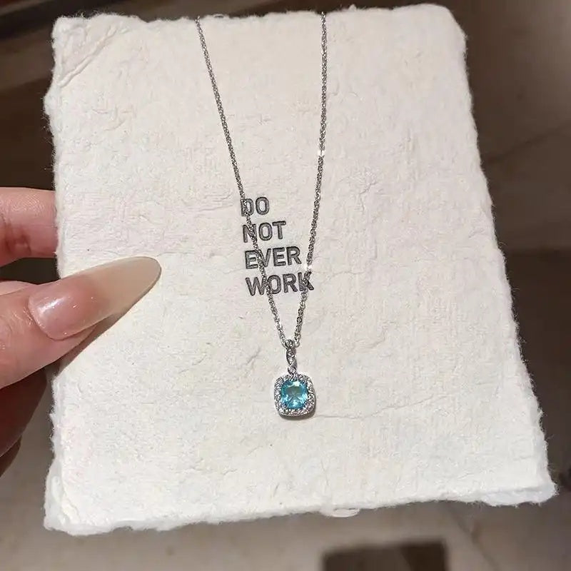 Sea Blue Square Crystal Adjustable Bracelet