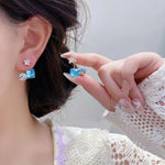 Sea Salt Blue Ice Crystal Stud Earrings