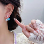 Sea Salt Blue Ice Crystal Stud Earrings