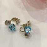 Sea Salt Blue Ice Crystal Stud Earrings