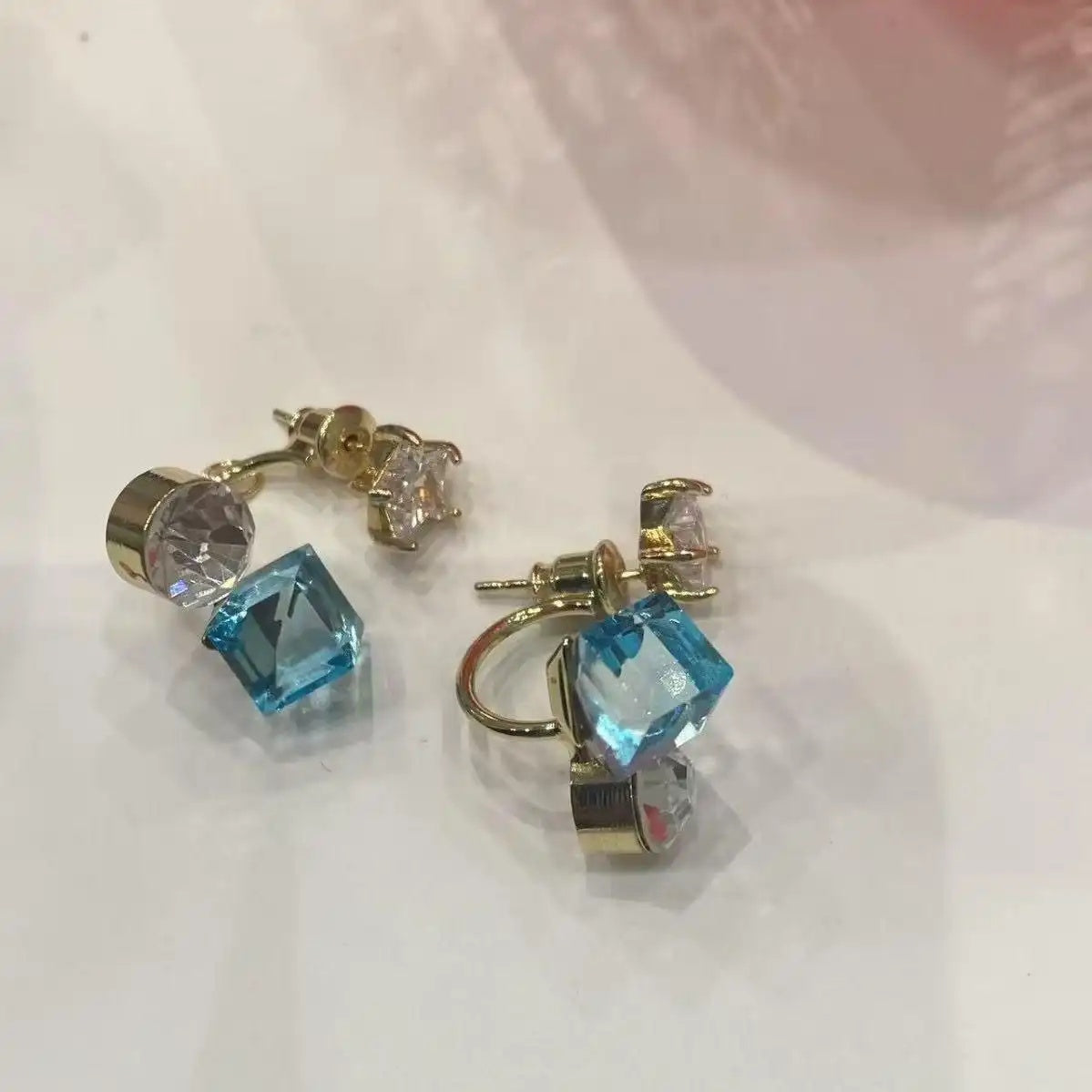 Sea Salt Blue Ice Crystal Stud Earrings