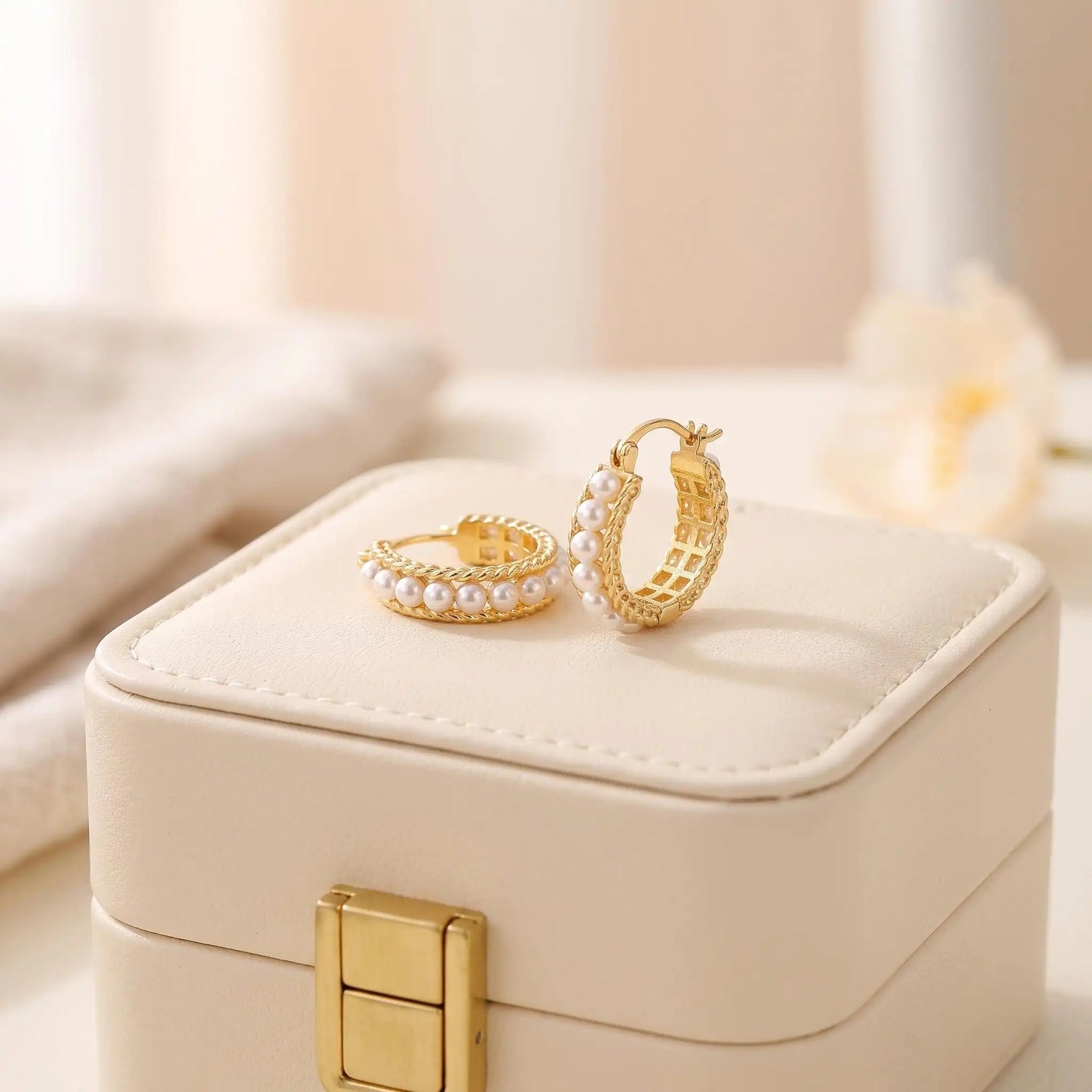 Seed Pearl Hoop Earrings