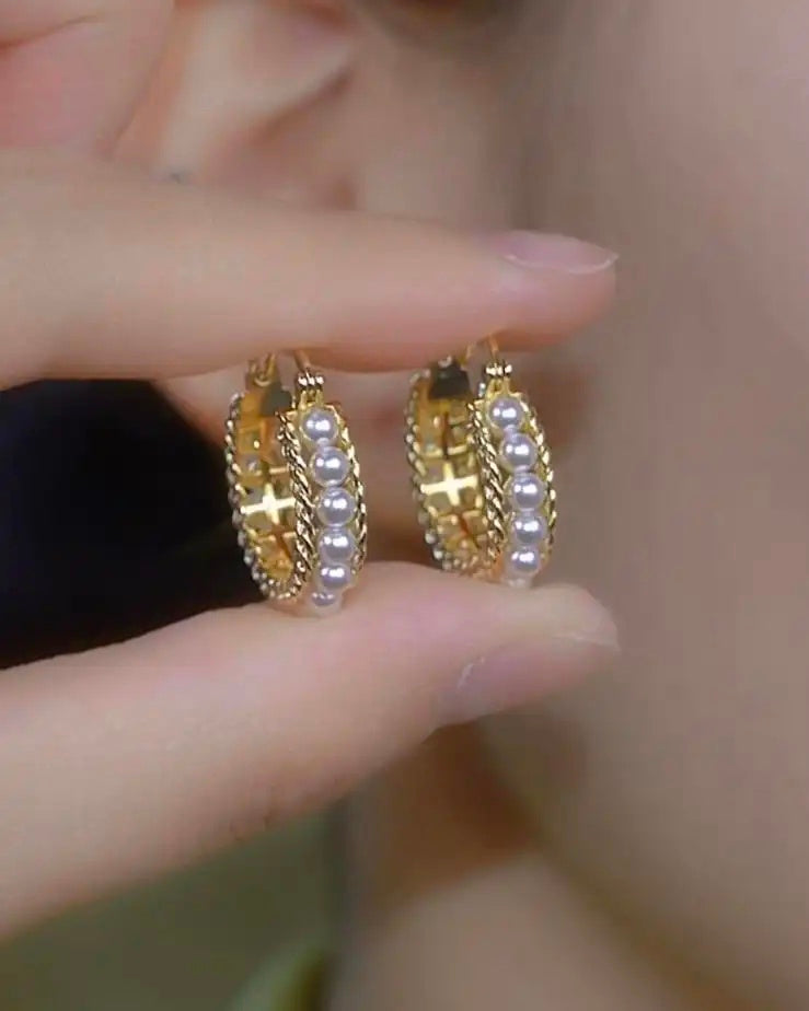 Seed Pearl Hoop Earrings