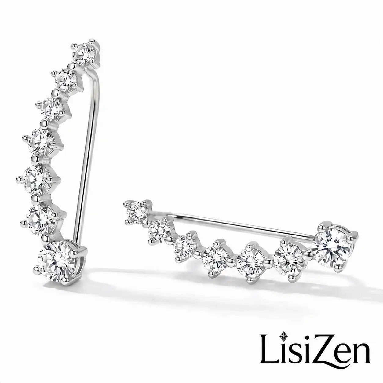 Seven Stars Crystal Silver-Tone Accents Stud Earrings