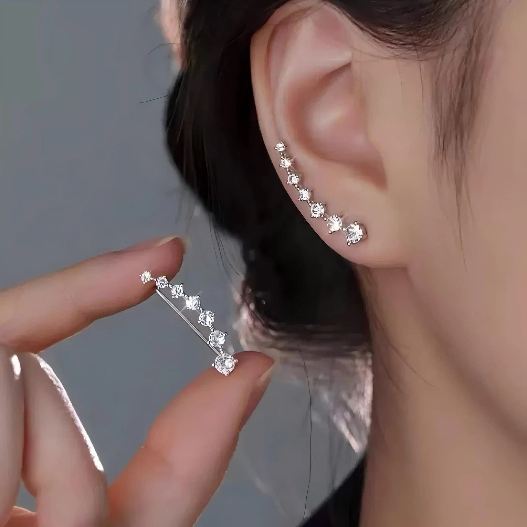Seven Stars Crystal Silver-Tone Accents Stud Earrings