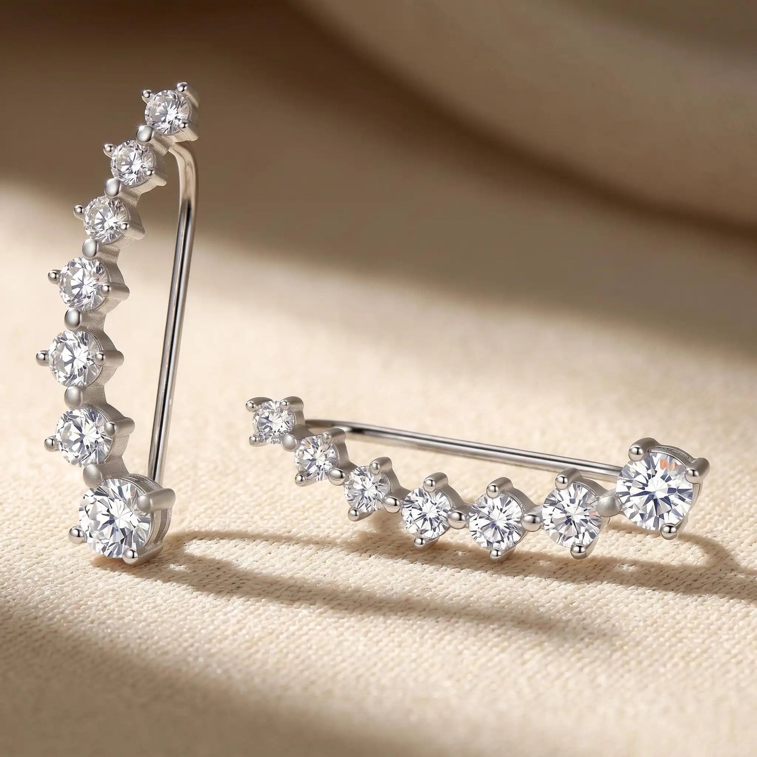 Seven Stars Crystal Silver-Tone Accents Stud Earrings