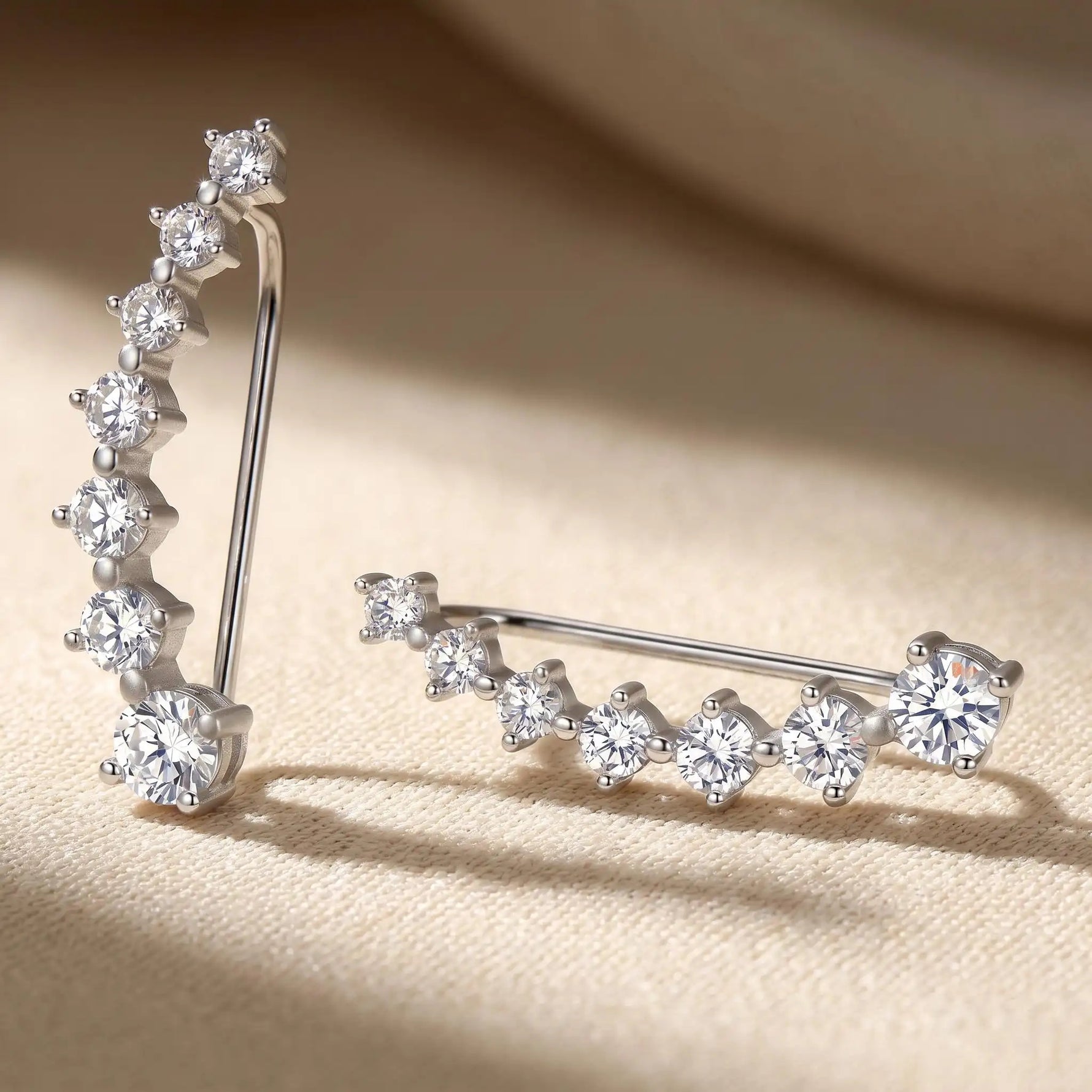 Seven Stars Crystal Silver-Tone Accents Stud Earrings