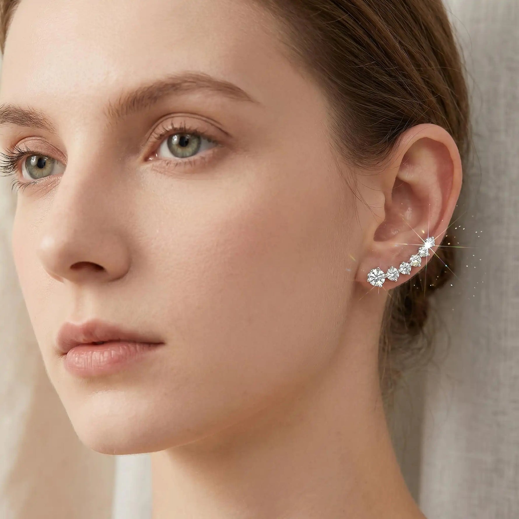 Seven Stars Crystal Silver-Tone Accents Stud Earrings