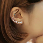 Seven Stars Crystal Silver-Tone Accents Stud Earrings