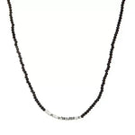 Shattered Silver Black Crystal Beaded Necklace