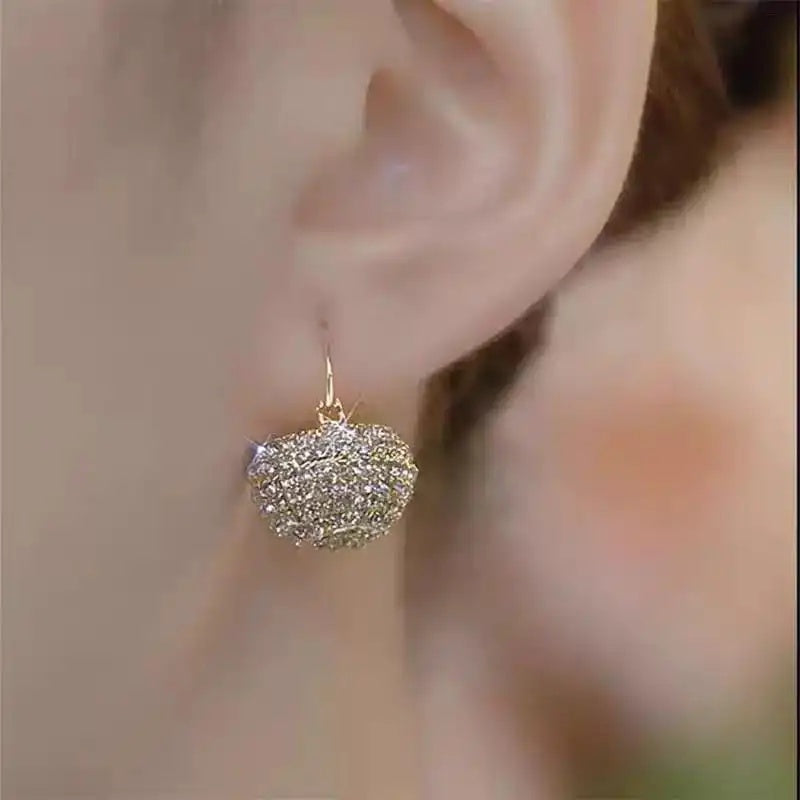 Silver Basket Crystal Hoop Earrings