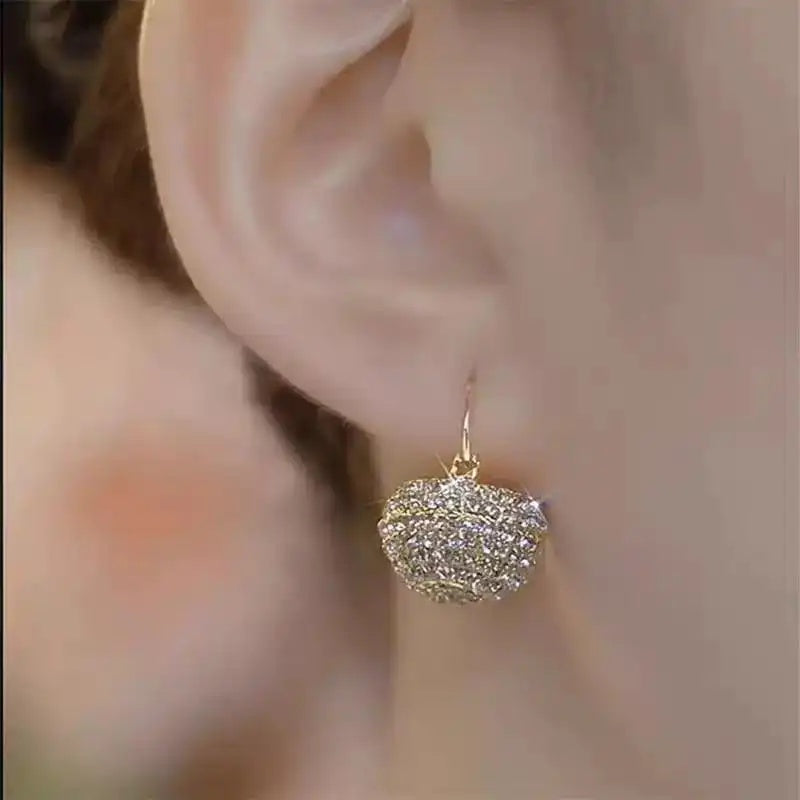 Silver Basket Crystal Hoop Earrings