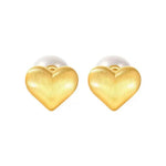 Silver Brushed Heart Pearl Stud Earrings