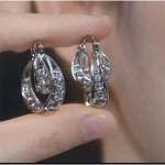 Silver Cage Crystal Hoop Earrings