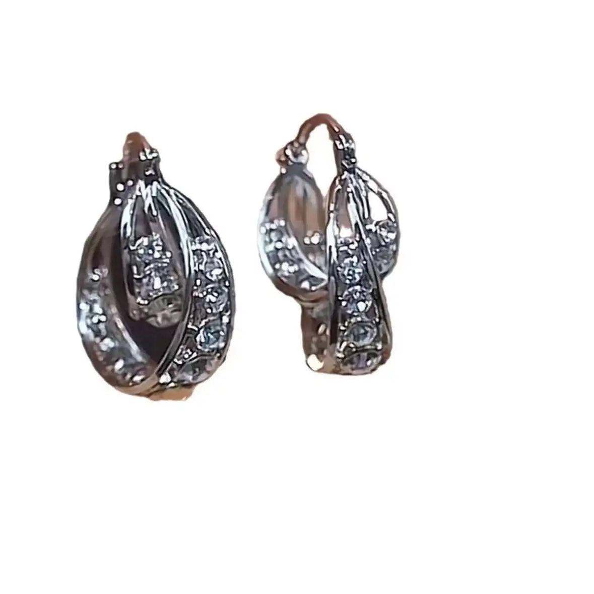 Silver Cage Crystal Hoop Earrings