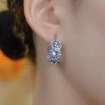 Silver Cluster Crystal Hoop Earrings