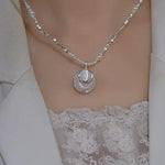 Silver Crescent Pendant Necklace