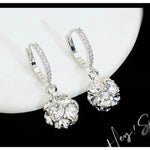 Silver Crystal Ball Drop Earrings