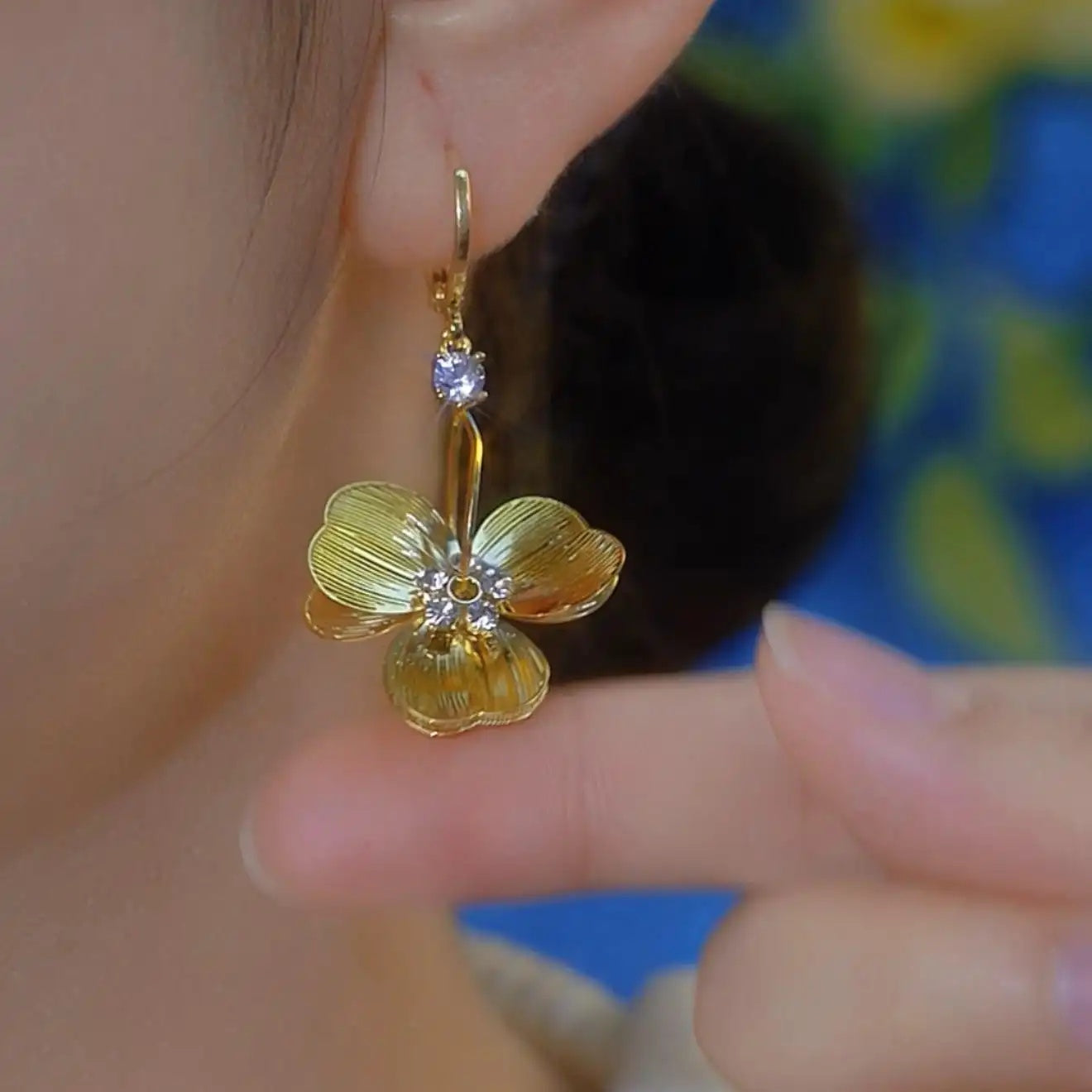 Silver Crystal Geometric Round Hollow Drop Earrings