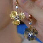 Silver Crystal Geometric Round Hollow Drop Earrings