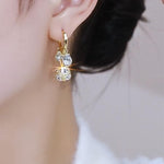 Silver Double Crystal Drop Earrings