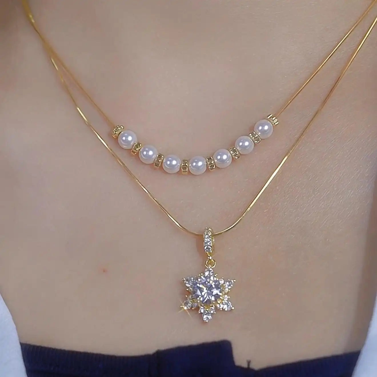 Silver Double-Layer Star Necklace