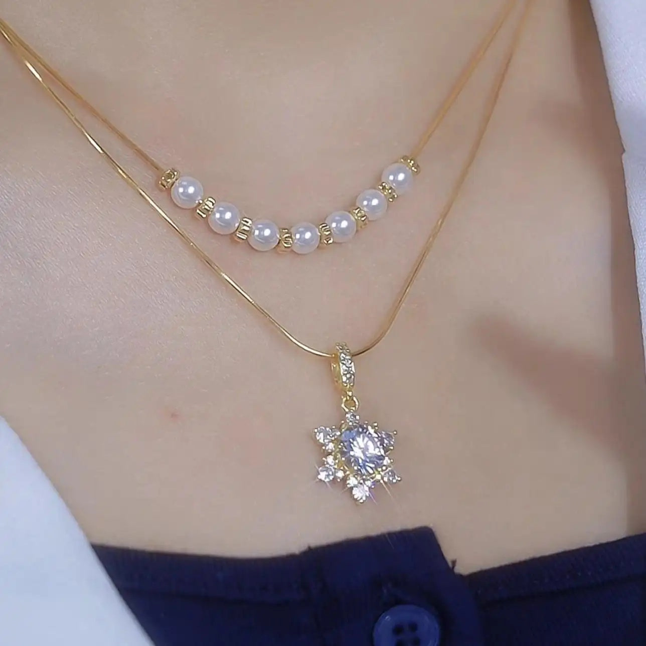 Silver Double-Layer Star Necklace