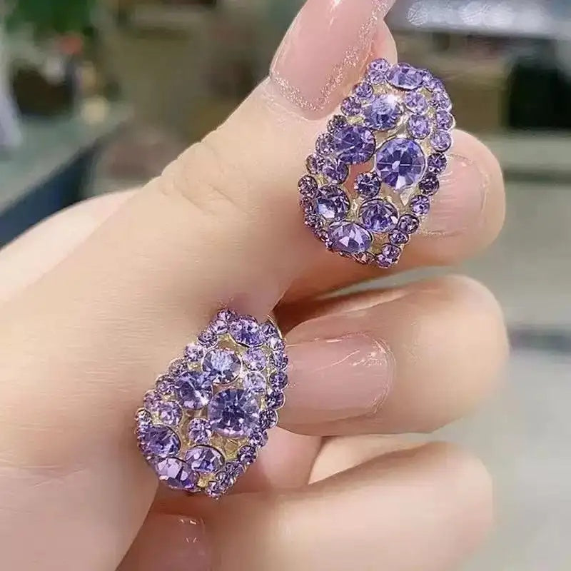 Silver Hollow Crystal Earrings