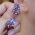 Silver Hollow Crystal Earrings