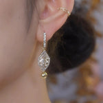 Silver Hollow Leaf Drop Earrings