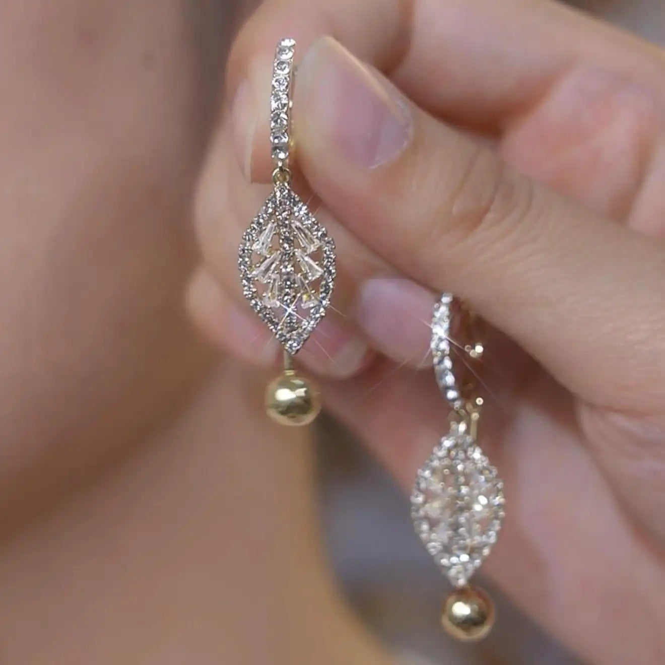 Silver Hollow Leaf Drop Earrings