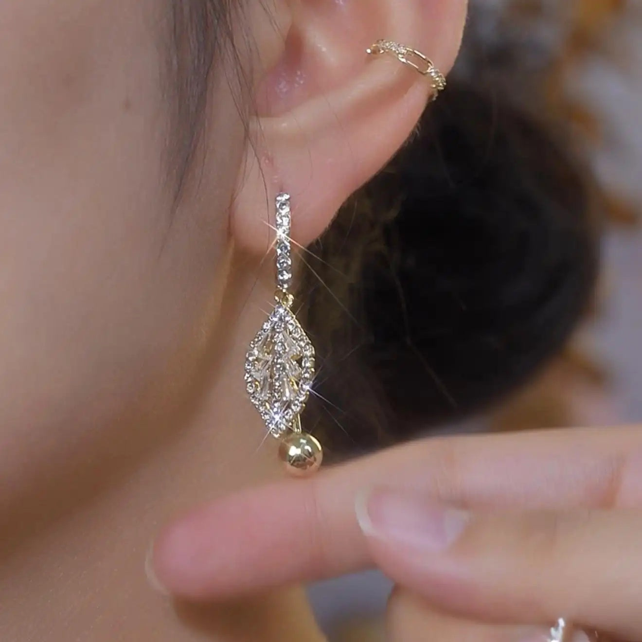 Silver Hollow Leaf Drop Earrings