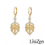 Silver Layered Leaf Drop Earrings