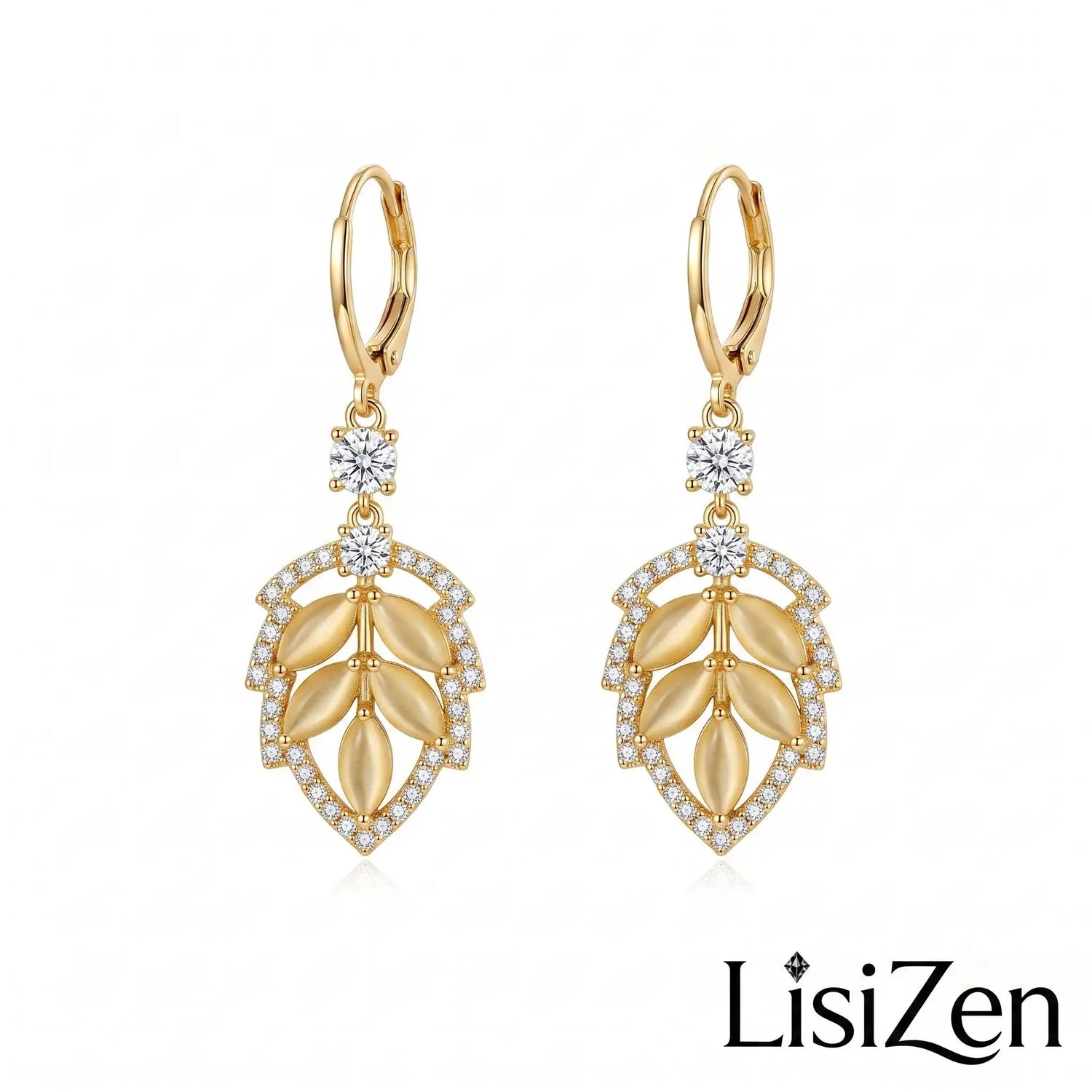 Silver Layered Leaf Drop Earrings