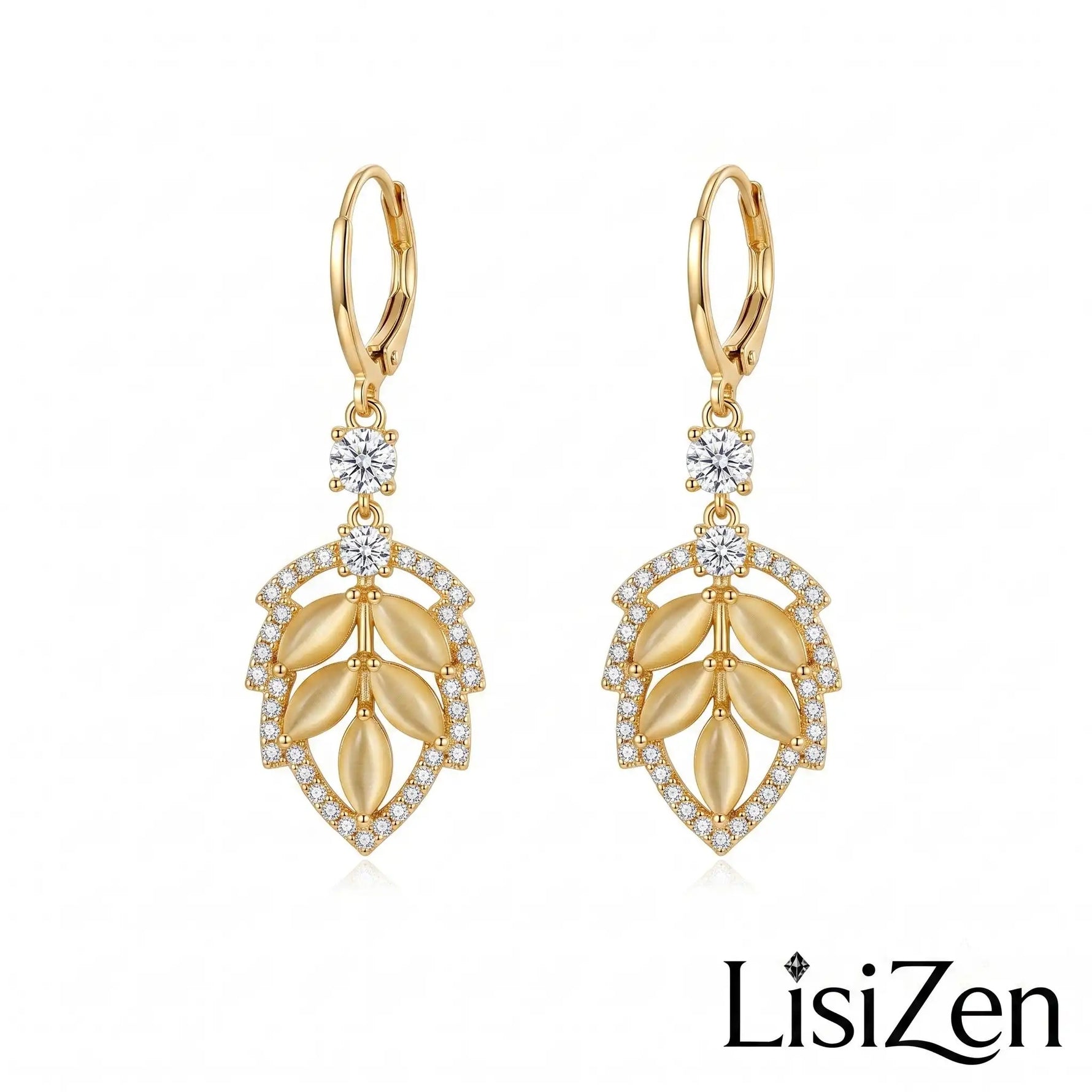 Silver Layered Leaf Drop Earrings