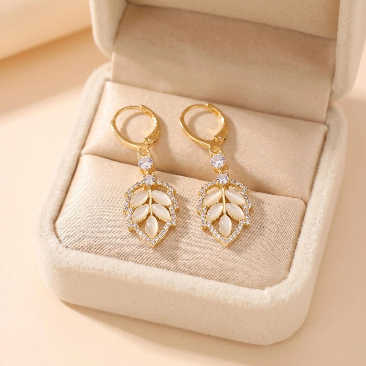 Silver Layered Leaf Drop Earrings