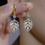 Silver Layered Leaf Drop Earrings