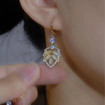Silver Layered Leaf Drop Earrings