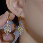 Silver Layered Leaf Drop Earrings