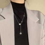 Silver Long Small Waist Sweater Necklace
