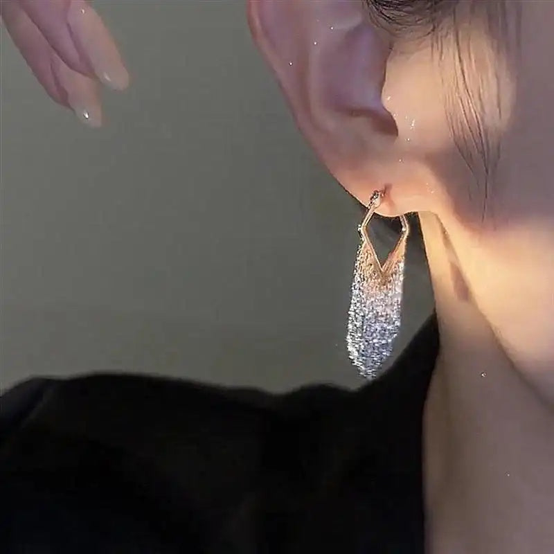 Silver Metallic Tassel Drop Earrings