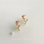 Silver- Needle Enamel Glaze Textured Stud Earrings