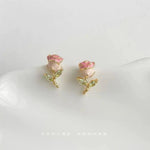 Silver- Needle Enamel Glaze Textured Stud Earrings