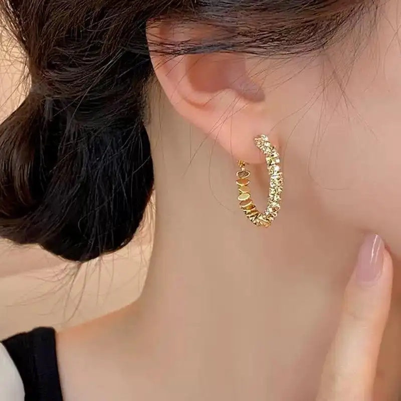 Silver Textured Hoop Earrings