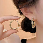 Silver Textured Hoop Earrings